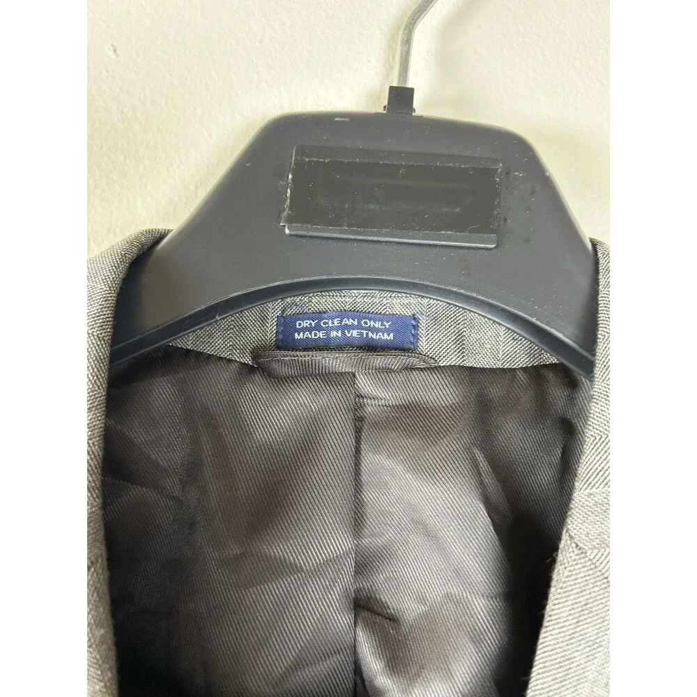 Saddlebred Gray Solid Blazer Jacket 40R Single-Breasted 2-Button Notch Lapel